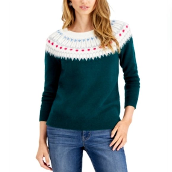 Style & Co. Sweaters - Style and Co Beaded Fair Isle Sweater, Women Women's Clothing